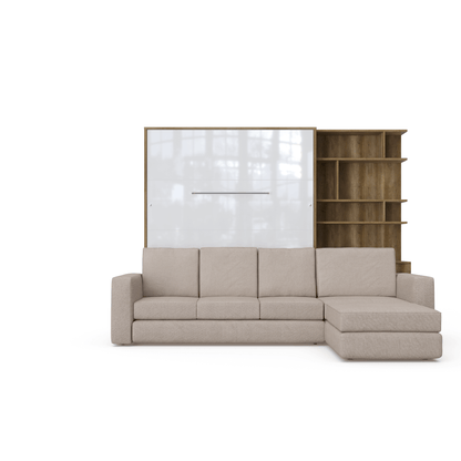 Murphy Bed INVENTO European Queen size with a Sectional Sofa and a Bookcase