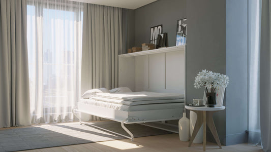 Horizontal Murphy Bed INVENTO, European Full Size with mattress