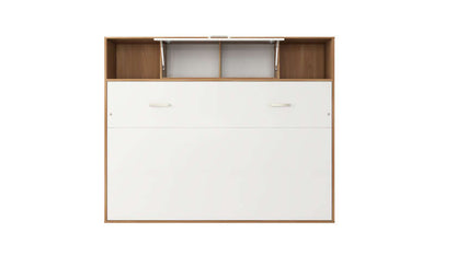 Invento Horizontal Wall Bed, European Twin Size with a cabinet on top