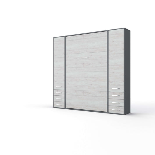 Invento Vertical Murphy Bed, European Twin Size with 2 cabinets