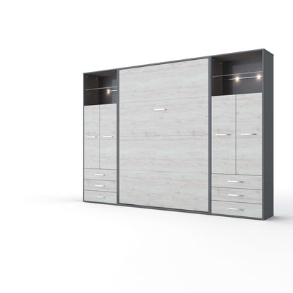 Vertical Wall Bed Invento, European Twin Size with 2 cabinets