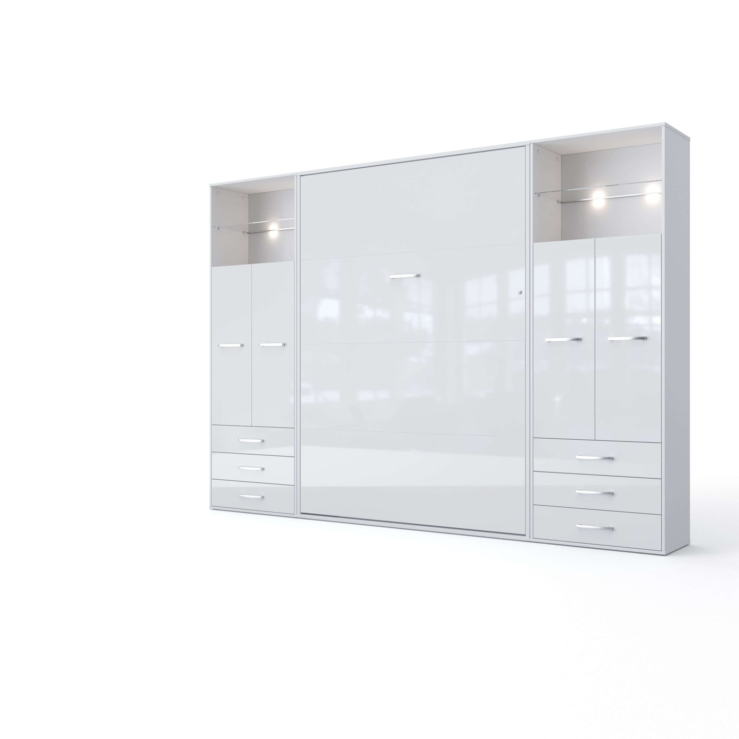 Vertical Wall Bed Invento, European Twin Size with 2 cabinets