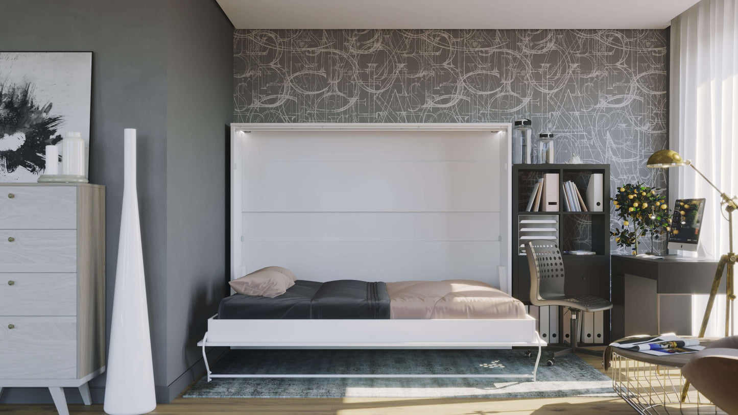 Horizontal European QUEEN size Murphy bed INVENTO with LED