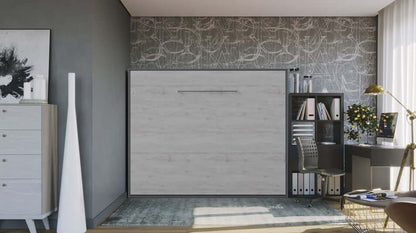 Horizontal European QUEEN size Murphy bed INVENTO with LED