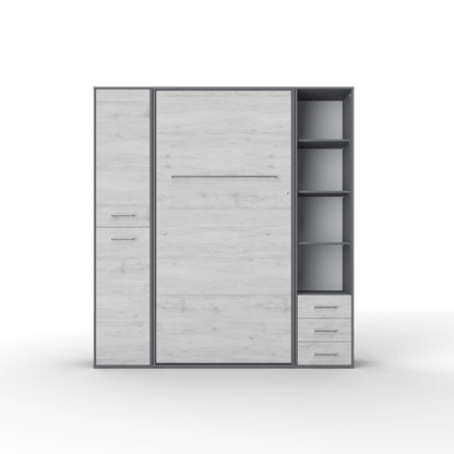 Invento Vertical Wall Bed, European Full XL Size with 2 cabinets