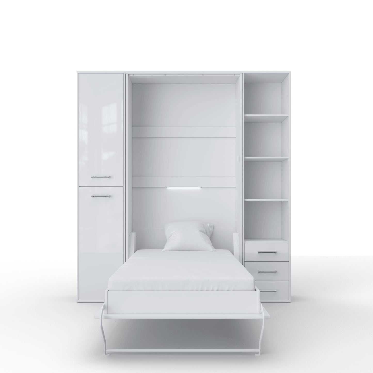 Vertical Murphy Bed Invento, European Queen Size with mattress and 2 storage cabinets