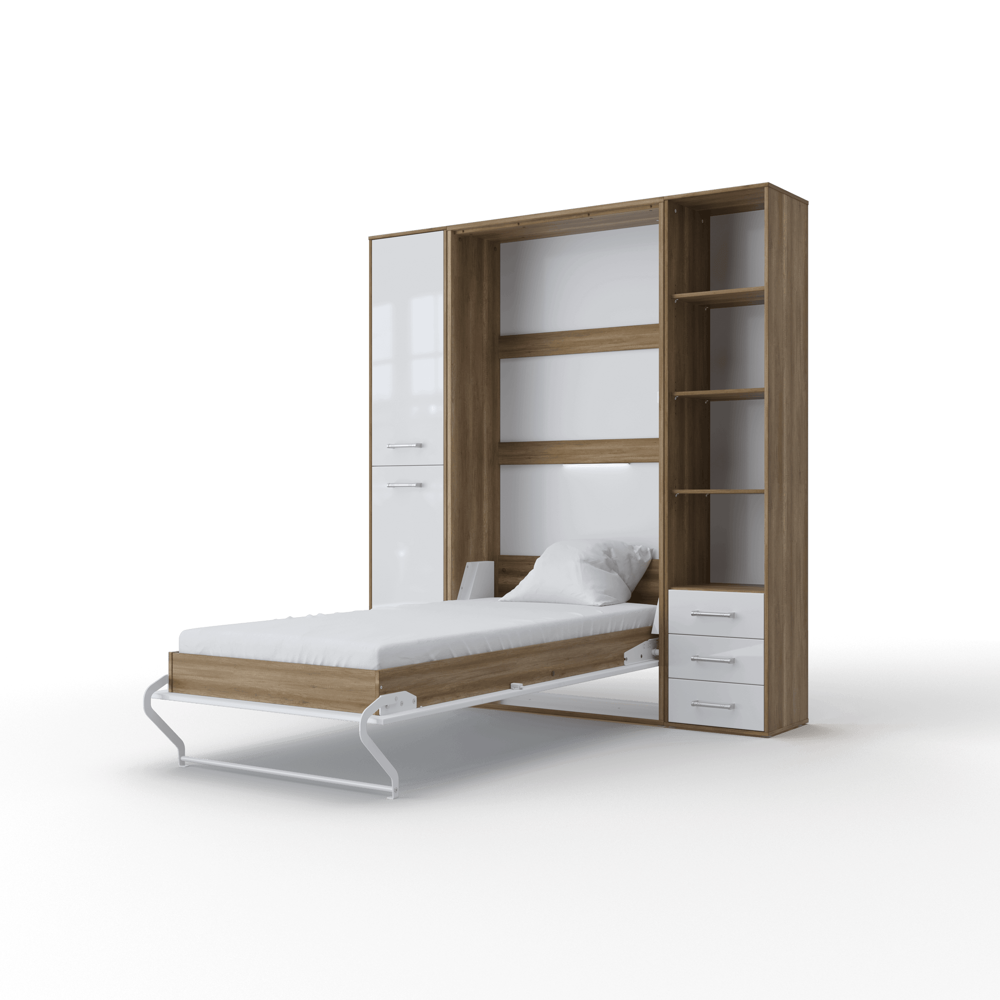 Invento Vertical Wall Bed, European Full XL Size with 2 cabinets