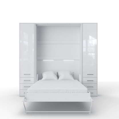 Invento Vertical Wall Bed, European Full XL Size with 2 cabinets