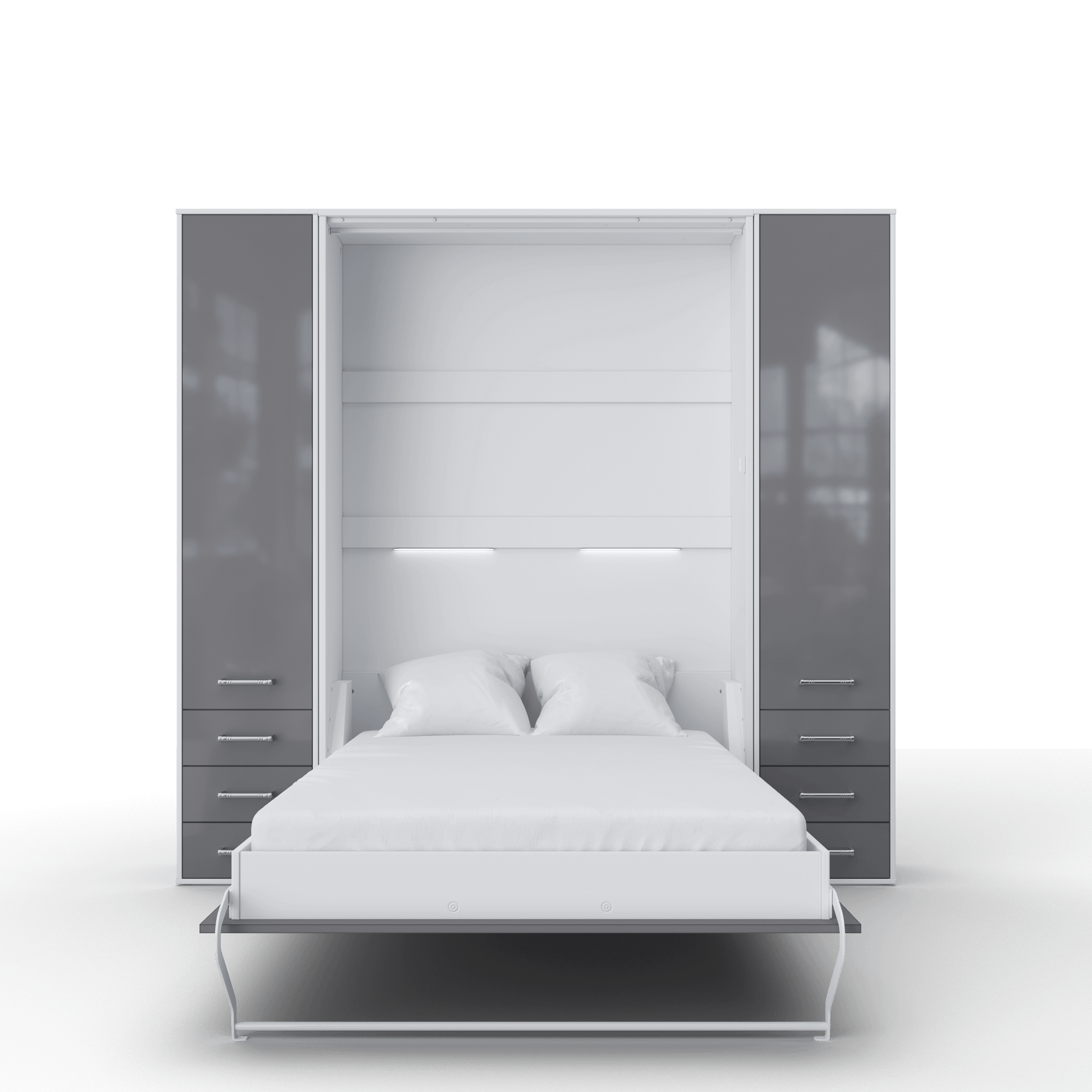 Vertical Murphy Bed Invento, European Queen Size with 2 cabinets