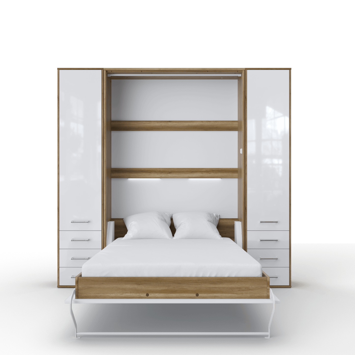 Vertical Murphy Bed Invento, European Queen Size with 2 cabinets