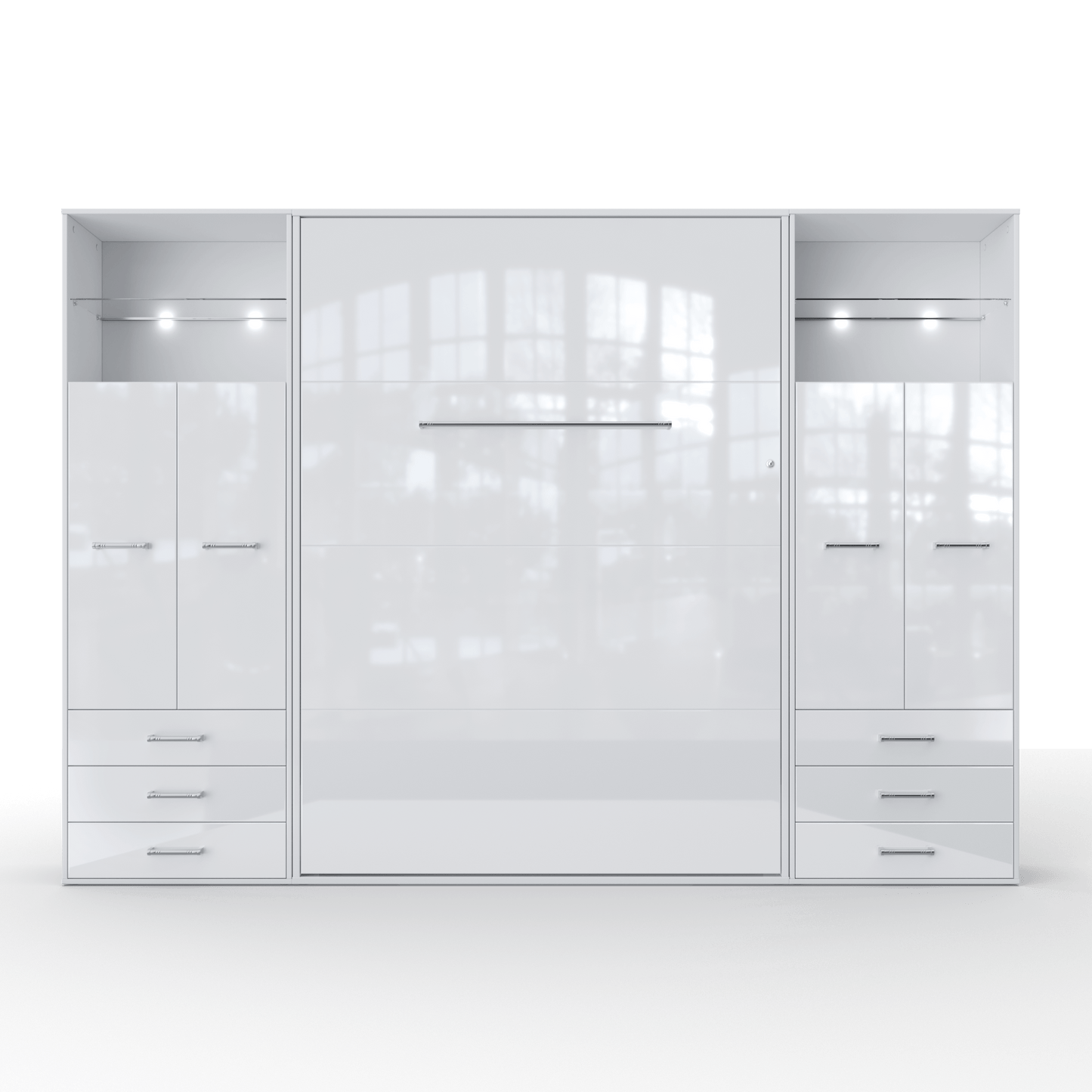 Vertical Murphy Bed Invento , European Full XL with 2 cabinets