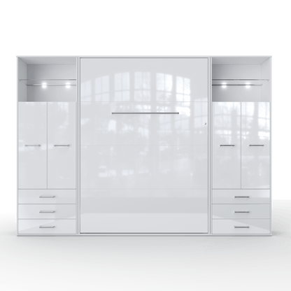 Vertical Murphy Bed Invento , European Full XL with 2 cabinets