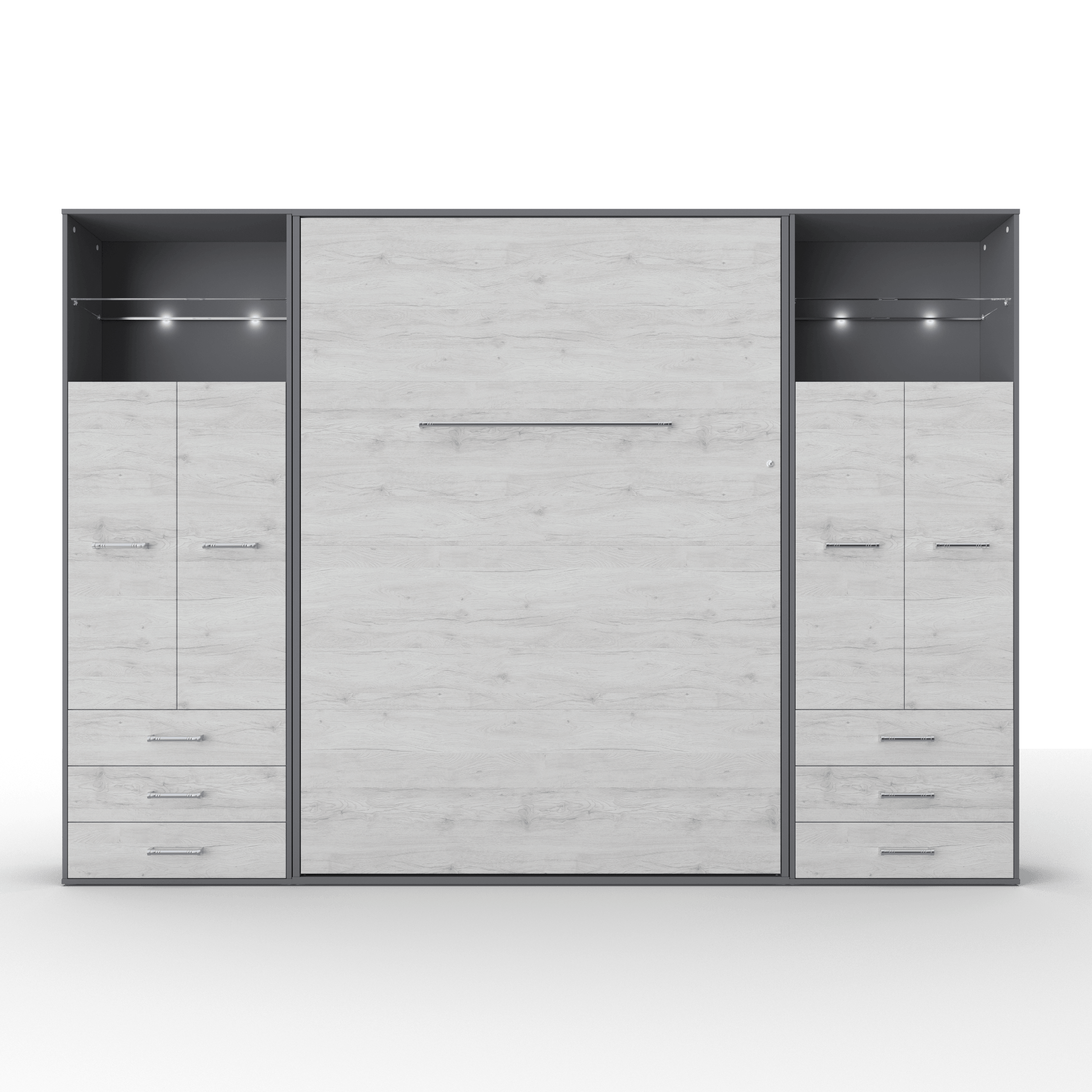 Vertical Murphy Bed Invento , European Full XL with 2 cabinets