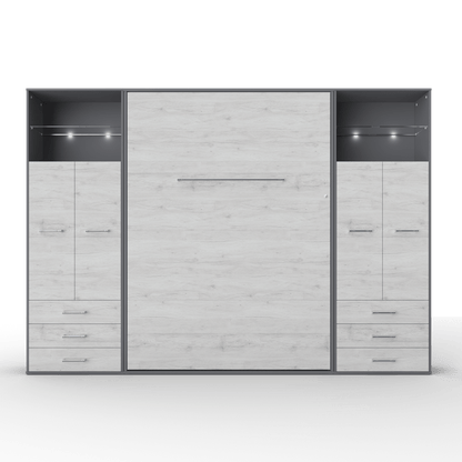 Vertical Murphy Bed Invento , European Full XL with 2 cabinets