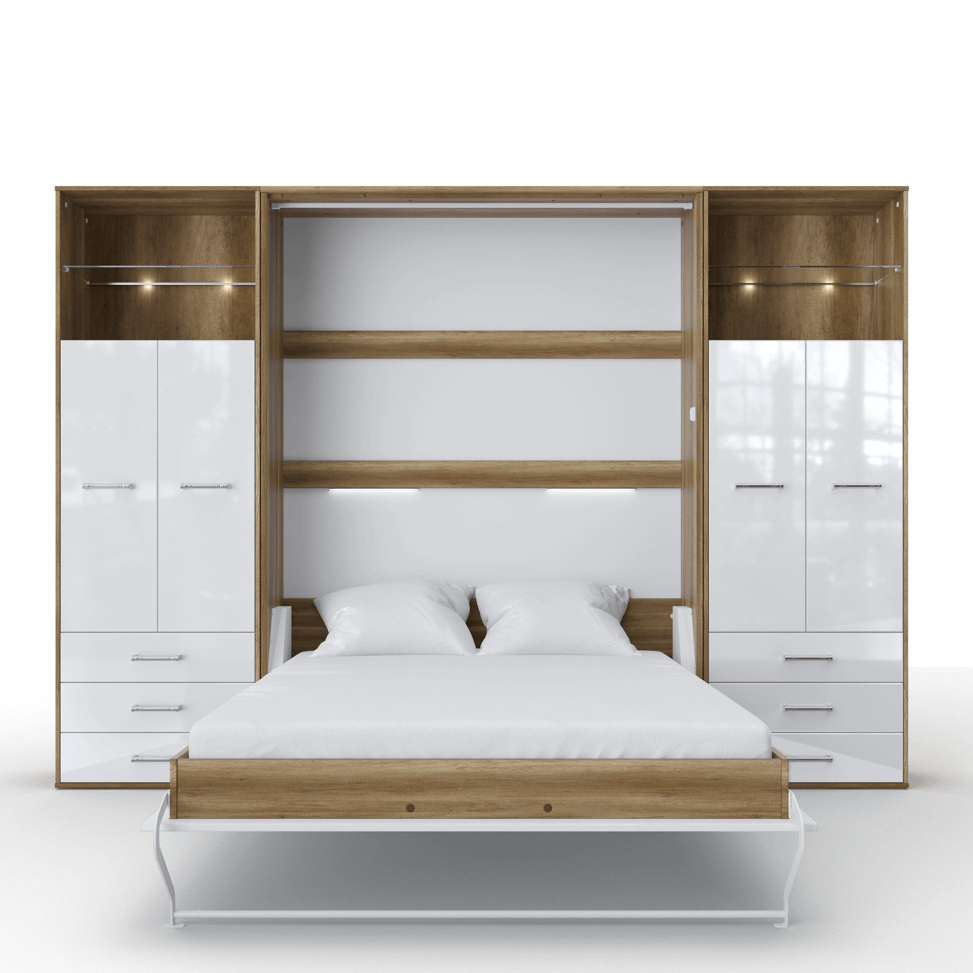 Vertical Murphy Bed Invento , European Full XL with 2 cabinets