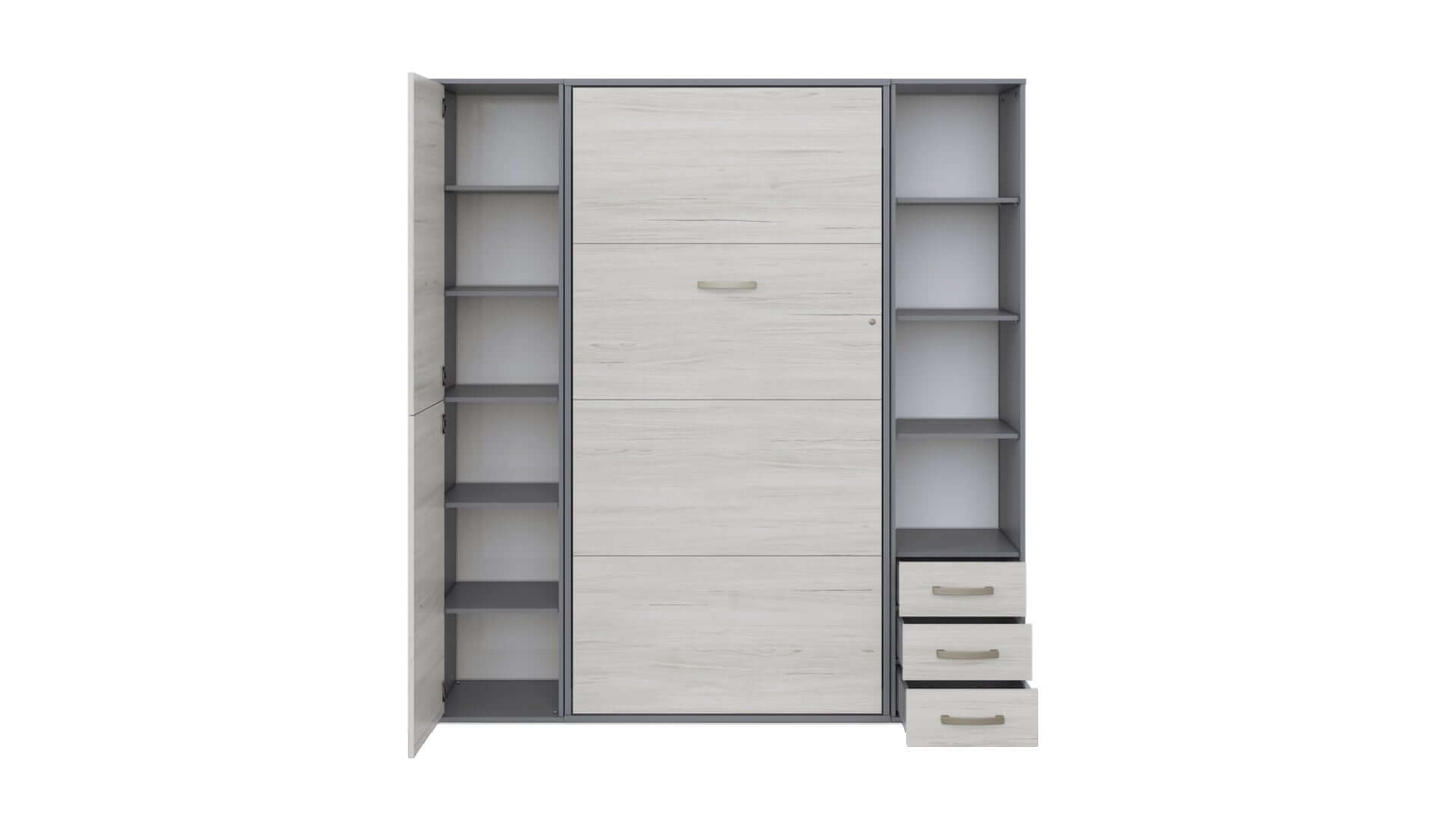 Invento Vertical Wall Bed, European Full Size with 2 cabinets