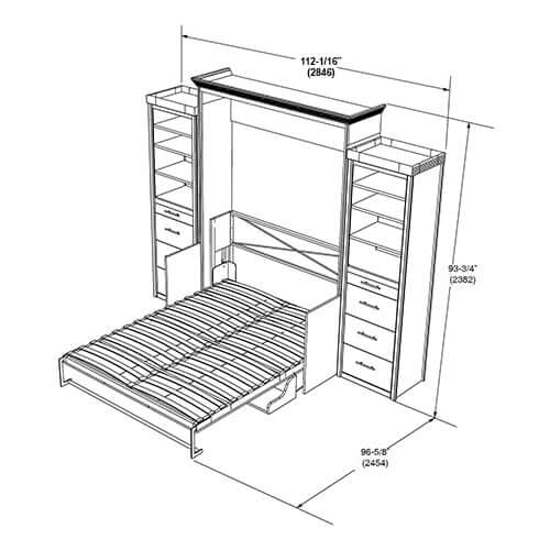 Alegra Queen Wall Bed with Desk and 2 Storage Towers