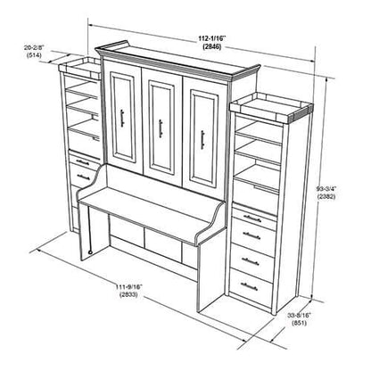 Alegra Queen Wall Bed with Desk and 2 Storage Towers