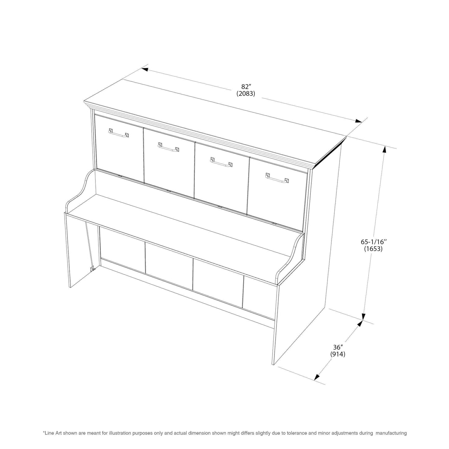 Chamberlin Full Horizontal Murphy Bed with Desk