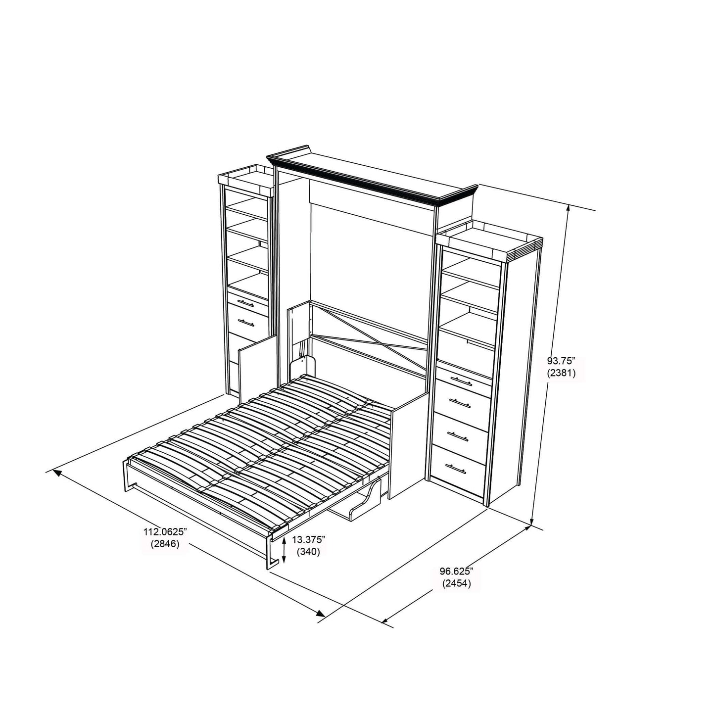 Coventry Queen Wall Bed with Desk and 2 Storage Towers