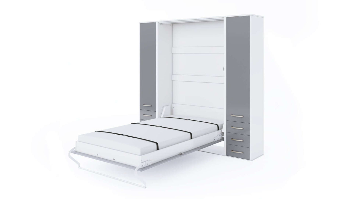 Invento Vertical Murphy Bed, European Twin Size with 2 cabinets