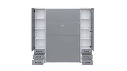 Invento Vertical Murphy Bed, European Twin Size with 2 cabinets