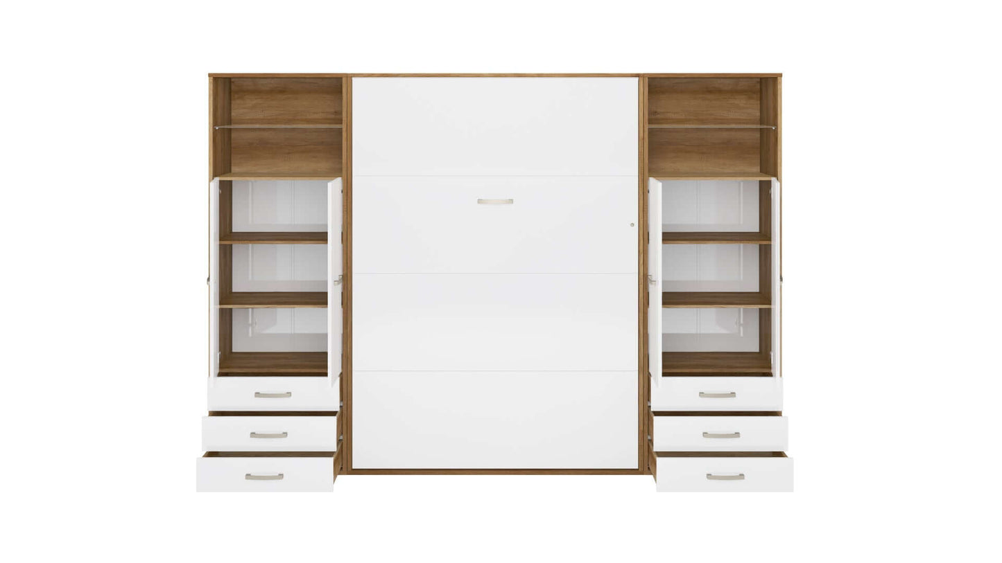 Vertical Wall Bed Invento, European Full Size with 2 cabinets