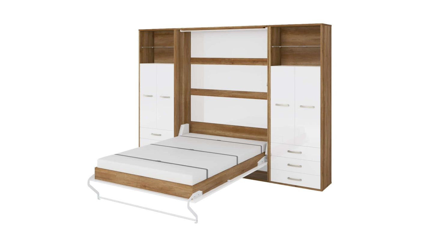 Vertical Wall Bed Invento, European Twin Size with 2 cabinets