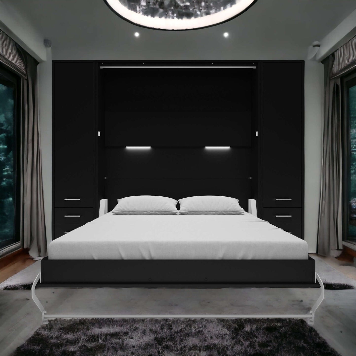 Vertical Queen Murphy Bed Invento , with 2 cabinets