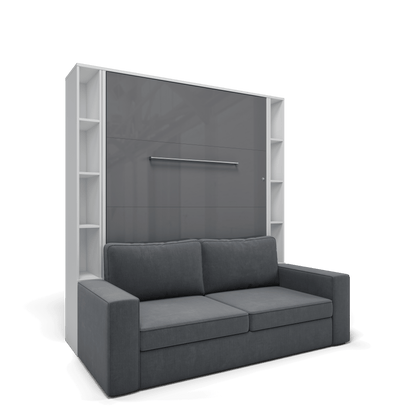 Vertical European FULL size Murphy Bed Invento with a Sofa and two Cabinets