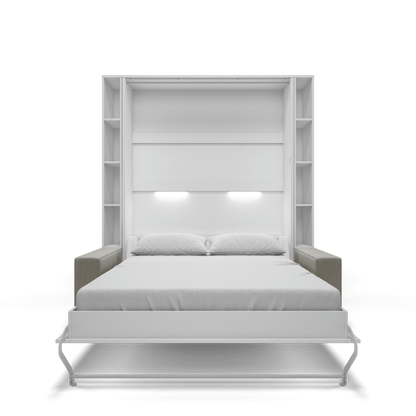 Vertical European FULL size Murphy Bed Invento with a Sofa and two Cabinets