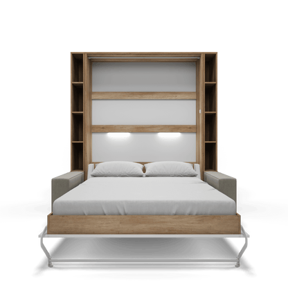 Vertical European FULL size Murphy Bed Invento with a Sofa and two Cabinets