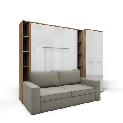 Vertical FULL size Murphy Bed Invento with a Sofa, two Cabinets and Wardrobe